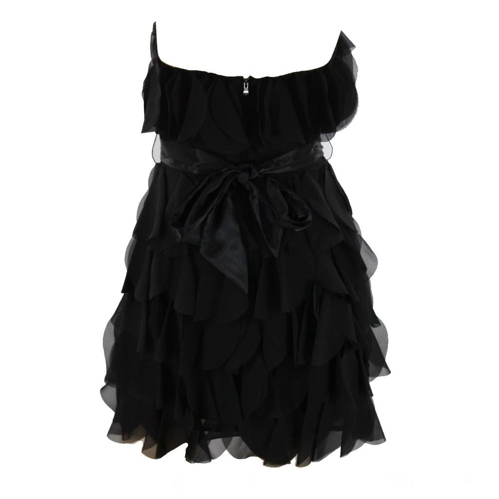 Black Chiffon Ruffled Mini Dress - Picture 2 of 2